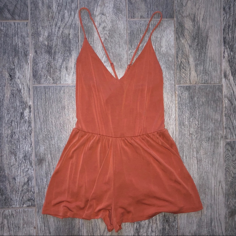 Burnt orange casual romper